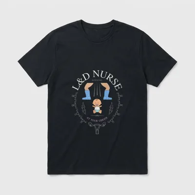 Labor and Delivery Nurse Cervix T-Shirt – L&D NURSE OFFICIAL AT YOUR CERVIX – Classic T-Shirt in Black