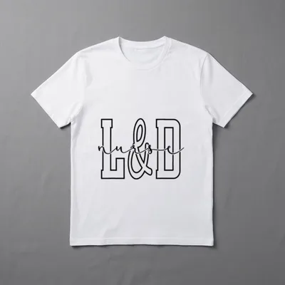 Funny L D Delivery Nursing T-Shirt – “L&D” in collegiate block letters with cursive “nurse” – Classic T-Shirt in Black