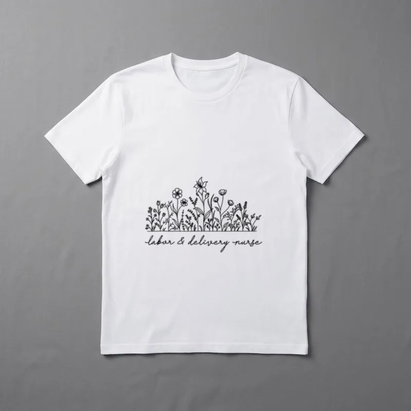 Floral Labor and Delivery Nurse T-Shirt – Classic T-Shirt in Black