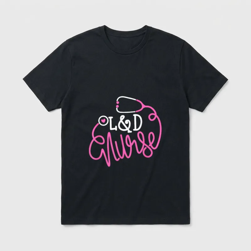 Labor and Delivery Nurse Stethoscope T-Shirt – Classic T-Shirt in Black