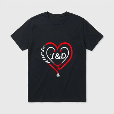 L D Nurse Valentines Day Stethoscope T-Shirt – Classic T-Shirt in Black