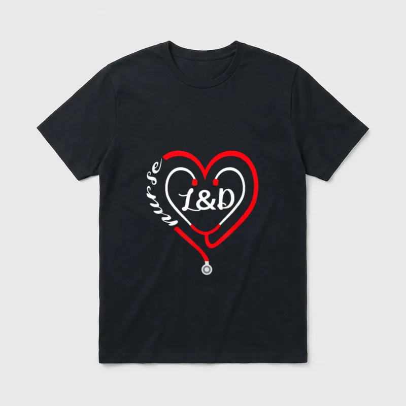 L D Nurse Valentines Day Stethoscope T-Shirt – Classic T-Shirt in Black