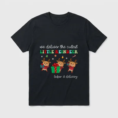 Delivering Cutest Reindeer Labor Delivery Nurse T-Shirt – Classic T-Shirt in Black