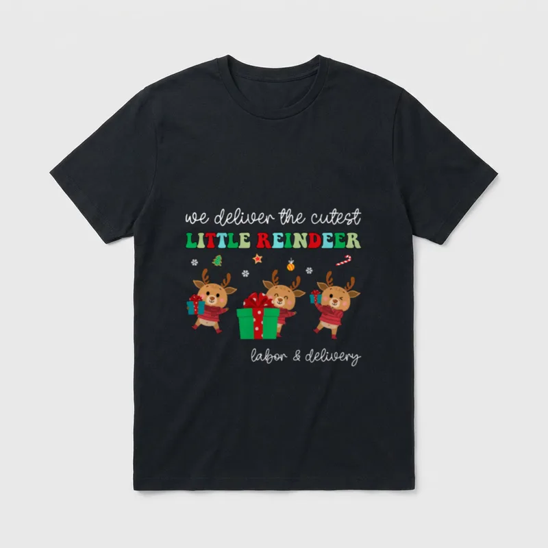 Delivering Cutest Reindeer Labor Delivery Nurse T-Shirt – Classic T-Shirt in Black