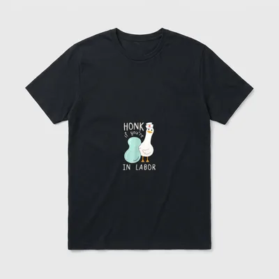 Labor and Delivery Funny Silly Goose T-Shirt – HONK if you're IN LABOR lettering and nurse goose – Classic T-Shirt in Black