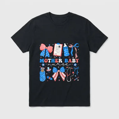 Postpartum Coquette Mother Baby Nurse 4th T-Shirt – Classic T-Shirt in Black