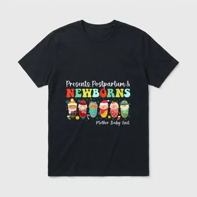 Presents Postpartum Newborns Mother Baby Christmas T-Shirt – Classic T-Shirt in Black