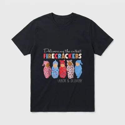Cutest Firecrackers Funny L D Nurse T-Shirt – Classic T-Shirt in Black