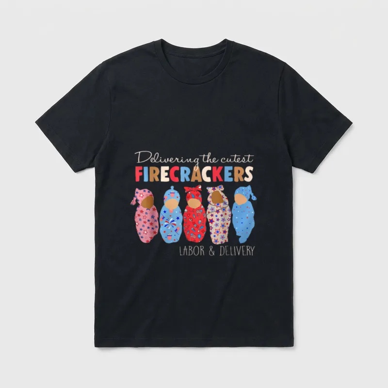 Cutest Firecrackers Funny L D Nurse T-Shirt – Classic T-Shirt in Black