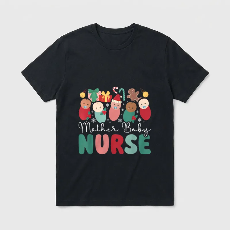 Mother Baby Nurse Christmas Postpartum Party T-Shirt – Classic T-Shirt in Black