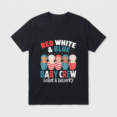 Blue Baby Crew Labor Delivery Red T-Shirt – Classic T-Shirt in Black