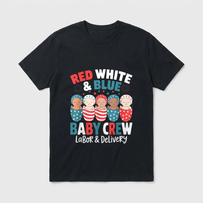 Blue Baby Crew Labor Delivery Red T-Shirt – Classic T-Shirt in Black