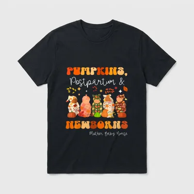 Pumpkin Postpartum Newborns Mother Baby Nurse T-Shirt – Classic T-Shirt in Black