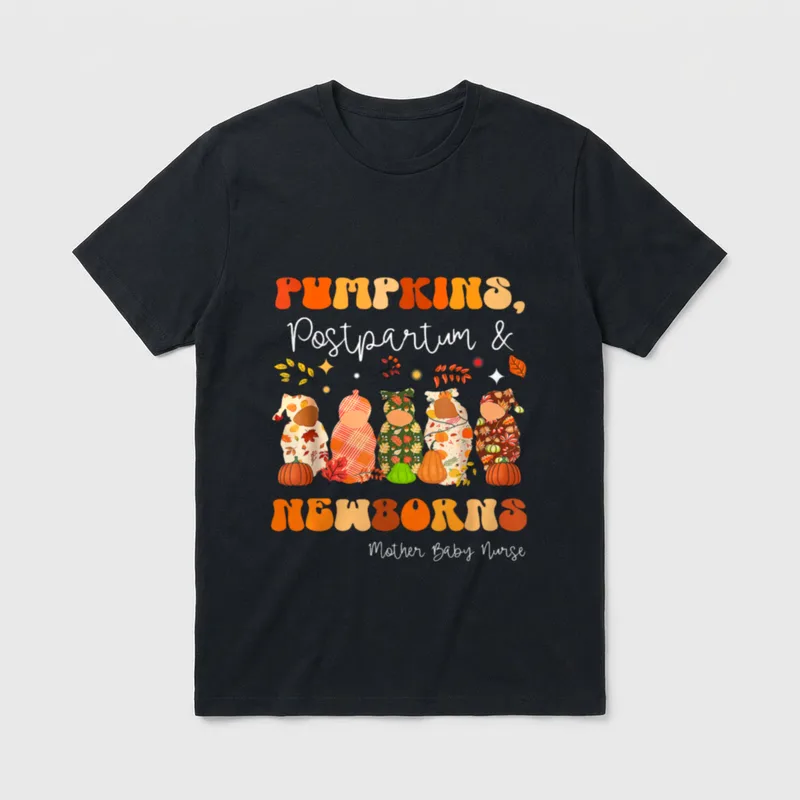 Pumpkin Postpartum Newborns Mother Baby Nurse T-Shirt – Classic T-Shirt in Black