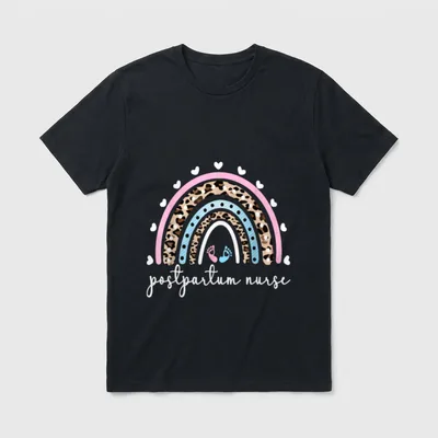 Postpartum Nurse Rainbow Mother Baby Appreciation T-Shirt – Classic T-Shirt in Black