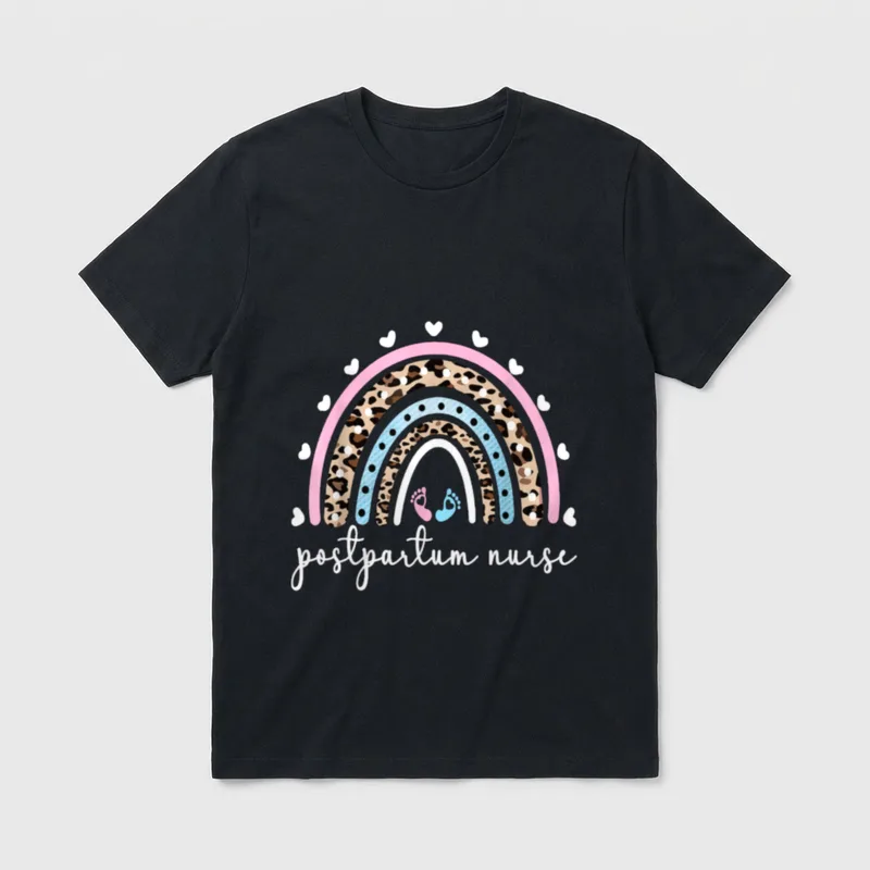 Postpartum Nurse Rainbow Mother Baby Appreciation T-Shirt – Classic T-Shirt in Black