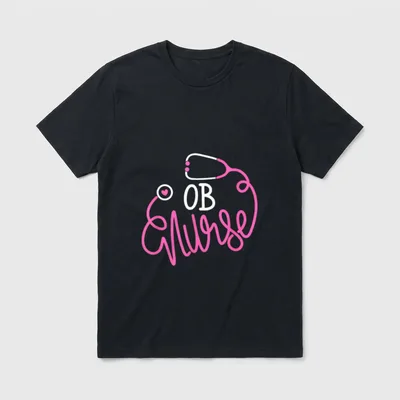 Obstetrical Nurse Perinatal Nursing Stethoscope OB T-Shirt – Classic T-Shirt in Black