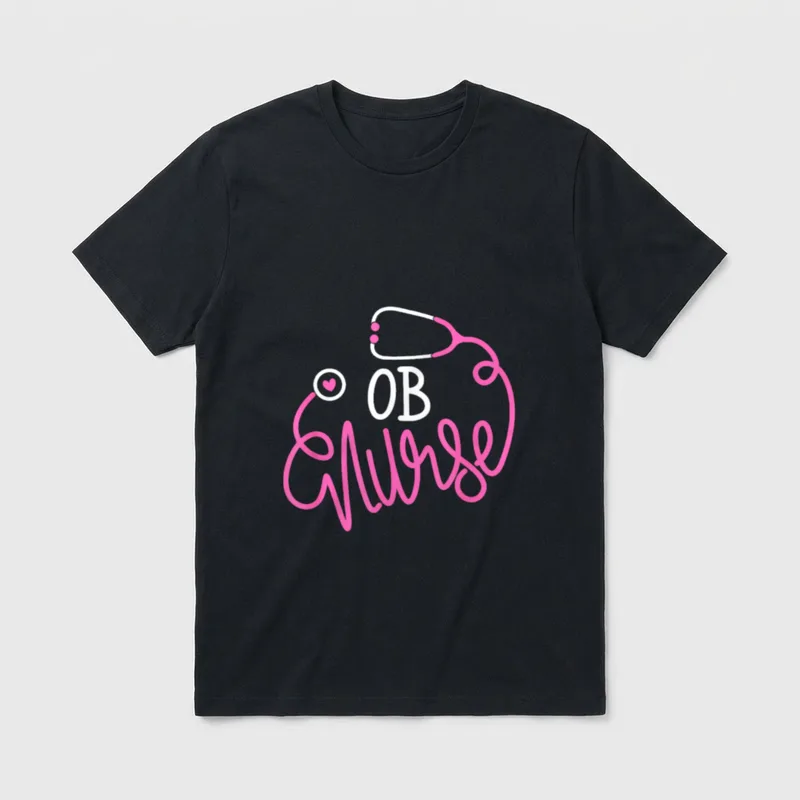 Obstetrical Nurse Perinatal Nursing Stethoscope OB T-Shirt – Classic T-Shirt in Black