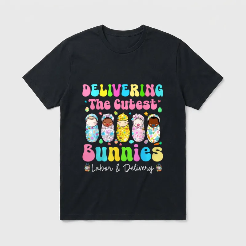 Delivering Cutest Bunnies Labor and Delivery T-Shirt – Classic T-Shirt in Black