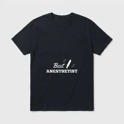Anesthetist Job Nurse Anesthetists Anesthesia T-Shirt – Best ANESTHETIST text with syringe artwork – Classic T-Shirt in Black