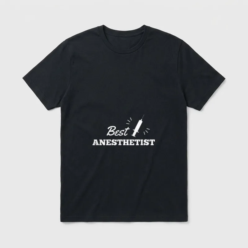Anesthetist Job Nurse Anesthetists Anesthesia T-Shirt – Best ANESTHETIST text with syringe artwork – Classic T-Shirt in Black