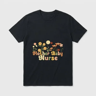 Groovy Mother Baby Nurse Flowers Postpartum T-Shirt – Classic T-Shirt in Black