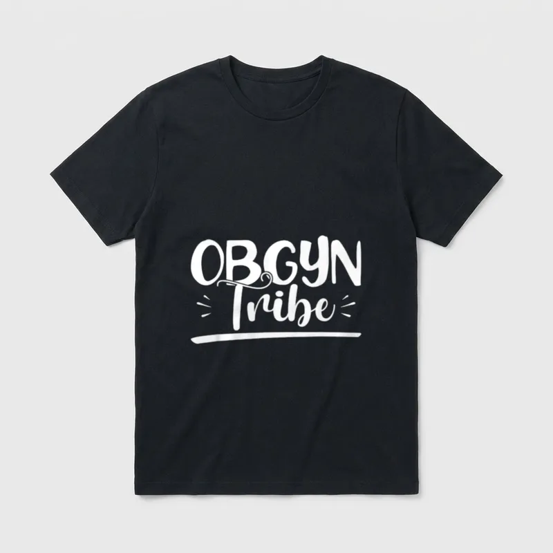 OBGYN Tribe OB Nurse Uterus Gyn T-Shirt – Printed “OBGYN Tribe” lettering with accents – Classic T-Shirt in Black