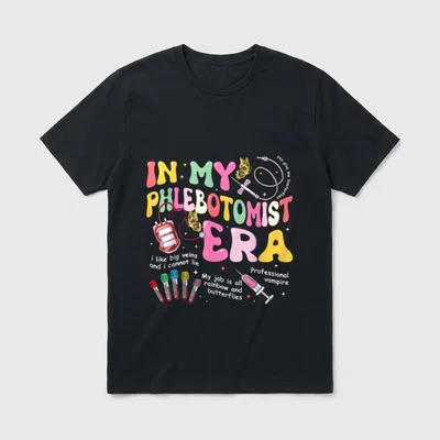 Phlebotomist Era Phlebotomy Tech Phleb Nurse T-Shirt – Classic T-Shirt in Black