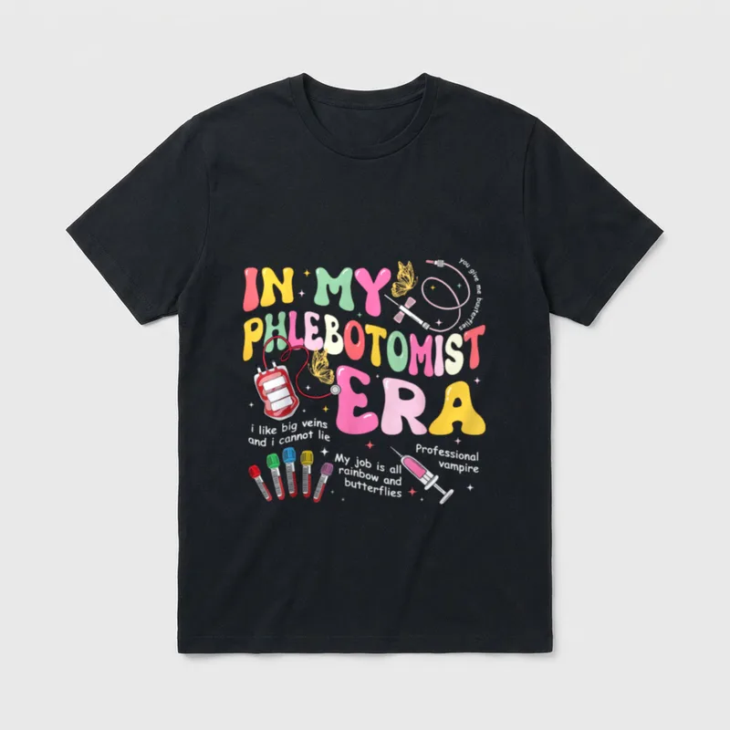 Phlebotomist Era Phlebotomy Tech Phleb Nurse T-Shirt – Classic T-Shirt in Black