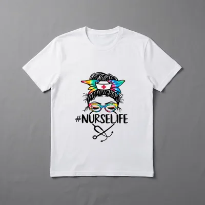 Nurse Life Messy Bun Tie Dye T-Shirt – Classic T-Shirt in Black