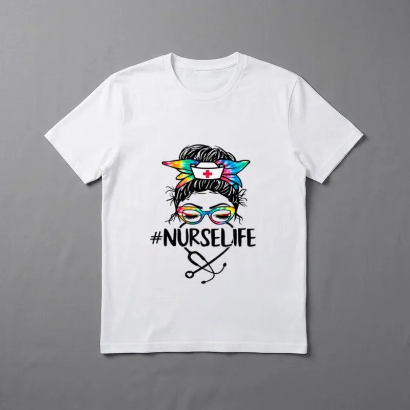 Nurse Life Messy Bun Tie Dye T-Shirt – Classic T-Shirt in Black