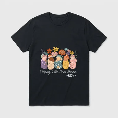 Helping Little Ones Bloom NICU Nurse T-Shirt – Classic T-Shirt in Black