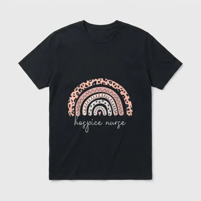 Hospice Nurse Leopard Rainbow Graduation Medical T-Shirt – Classic T-Shirt in Black