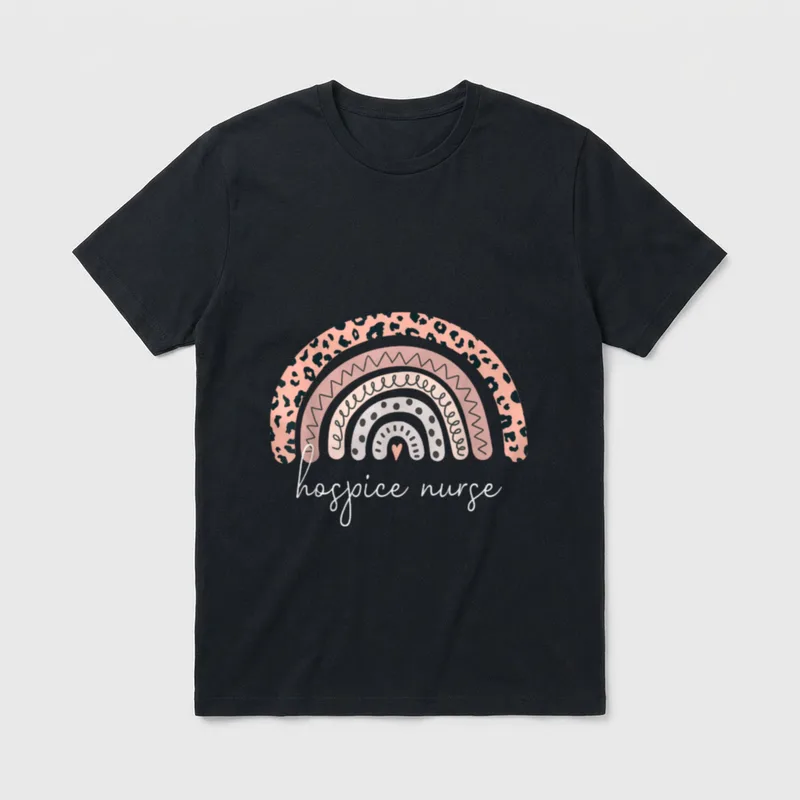 Hospice Nurse Leopard Rainbow Graduation Medical T-Shirt – Classic T-Shirt in Black