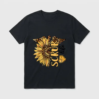 Living the Scrub Life Nurse Sunflower T-Shirt – Classic T-Shirt in Black