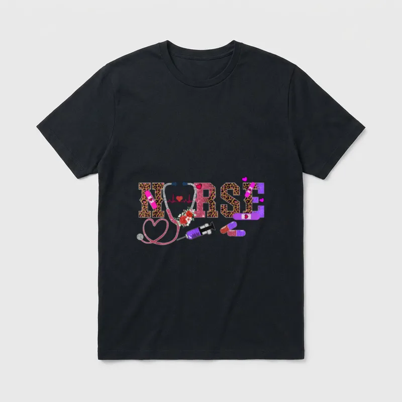 Retro Leopard Nurse Life Registered T-Shirt – Classic T-Shirt in Black