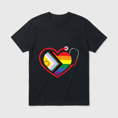 Rainbow Heart LGBTQ Doctor Nurse Medical T-Shirt – Classic T-Shirt in Black