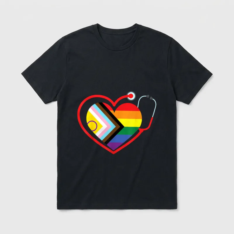 Rainbow Heart LGBTQ Doctor Nurse Medical T-Shirt – Classic T-Shirt in Black