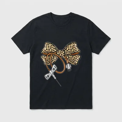 Leopard Coquette Bow Phlebotomist Nurse Phlebotomy T-Shirt – Classic T-Shirt in Black