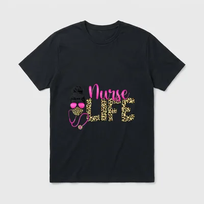 Nurse Life Messy Bun Hair Print T-Shirt – Classic T-Shirt in Black