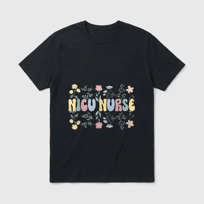 Groovy NICU Nurse Flowers Nursing T-Shirt – Classic T-Shirt in Black