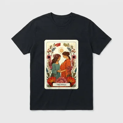 Boho Floral Tarot Card Doula Midwife T-Shirt – Classic T-Shirt in Black