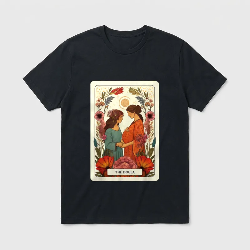 Boho Floral Tarot Card Doula Midwife T-Shirt – Classic T-Shirt in Black