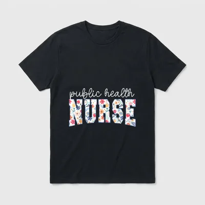 Public Health Nurse Floral Groovy Nursing T-Shirt – Classic T-Shirt in Black
