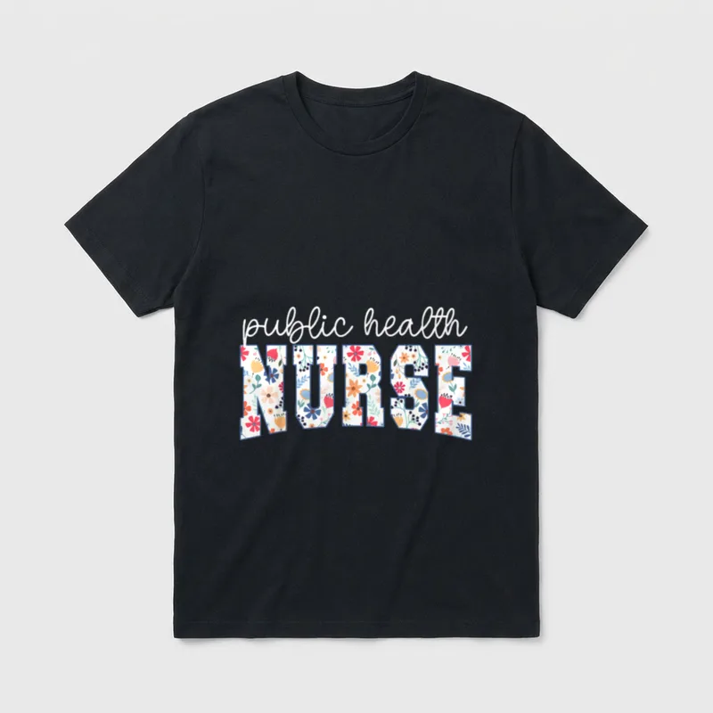 Public Health Nurse Floral Groovy Nursing T-Shirt – Classic T-Shirt in Black