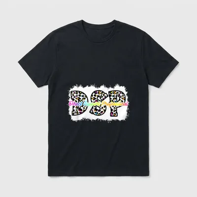 DSP Life RN CNA Nurse Boho T-Shirt – DSP Direct Support Professional in colorful leopard lettering – Classic T-Shirt in Black