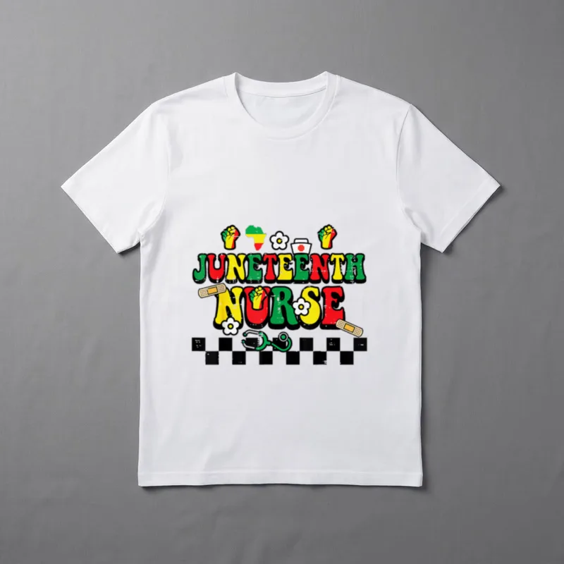 Juneteenth Black Nurse Retro 1865 Groovy T-Shirt – Classic T-Shirt in Black