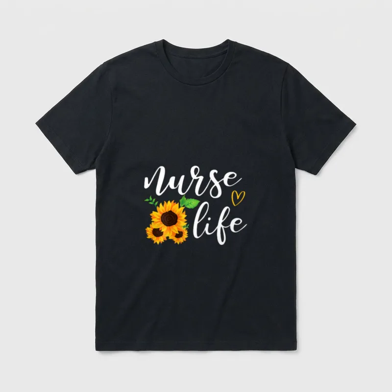 Nurse Life Funny Sunflower T-Shirt – Classic T-Shirt in Black