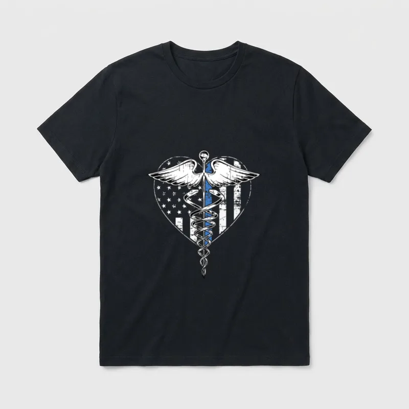 Retro Nurse Nurse Thin Blue Line T-Shirt – Classic T-Shirt in Black