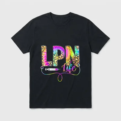 Leopard Tie Dye LPN Life Nurse T-Shirt – Classic T-Shirt in Black